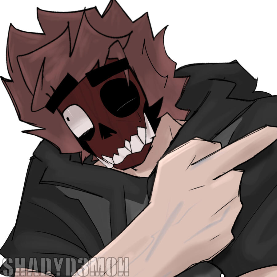 Also, this nerd over here is (my main variant of) my IRL PERSONA/depiction of myself, although when it appears in videos it actually has an intact face. Why is its face is torn off? Fuck you, that's why.